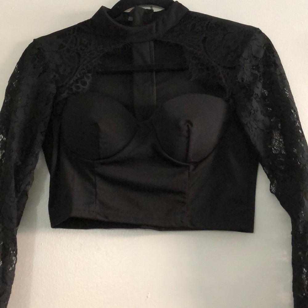 Lace Long Sleeve Crop Top